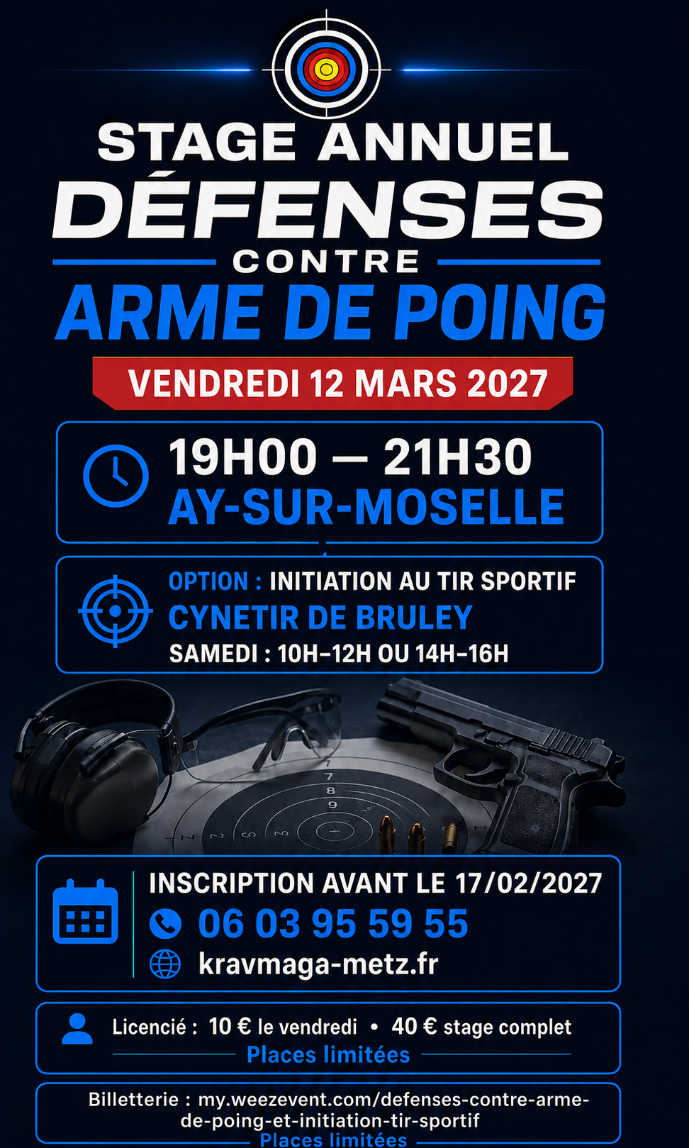 Stage defenses contre arme de poing