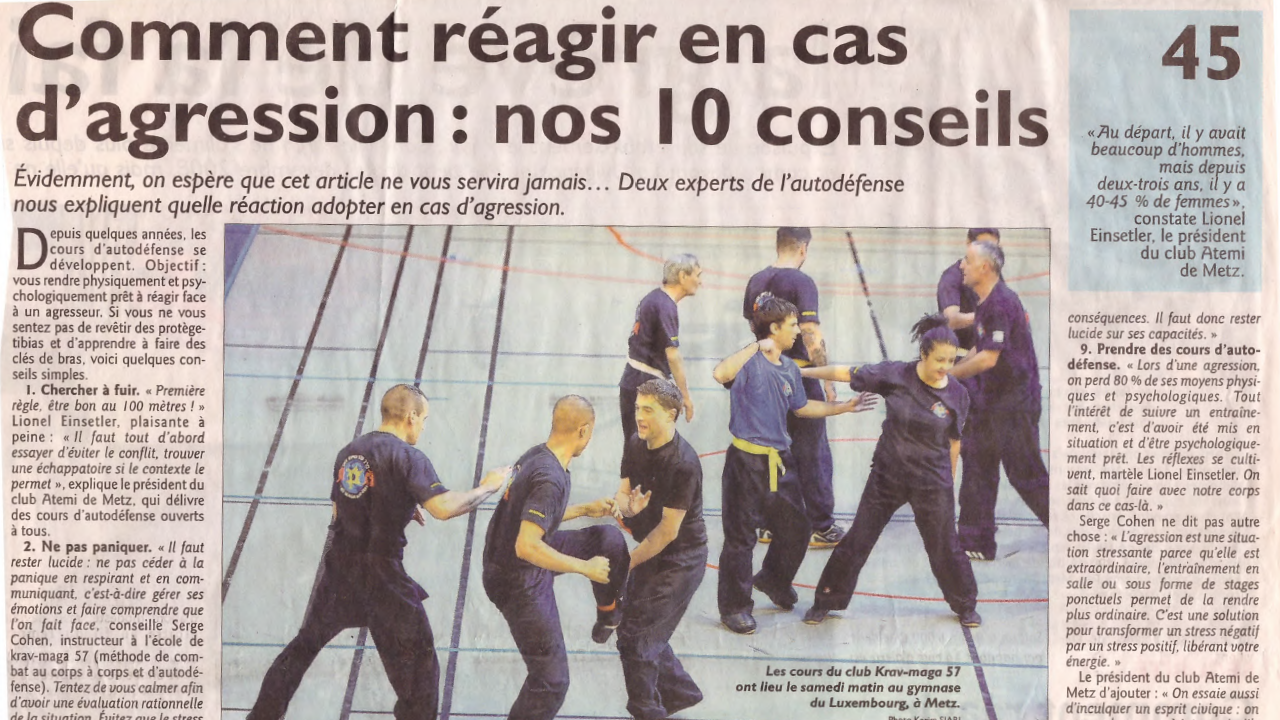 Article dans le Républicain Lorrain : Comment réagir en cas d’agression